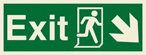 Exit, running man symbol, arrow diagonally down right