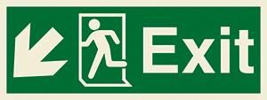 Exit, running man symbol, arrow diagonally down left
